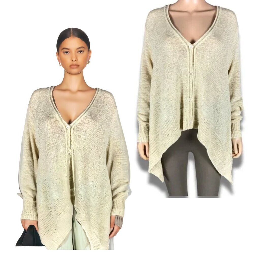 WD.NY Gold Metallic Asymmetrical Cardigan NWT MEDIUM